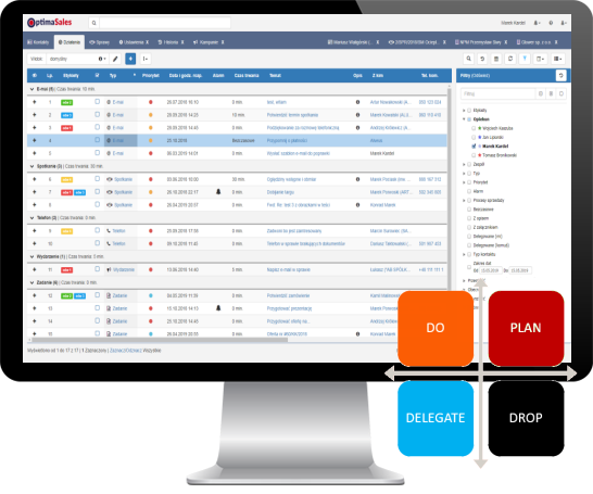 Ważne pline zadania w OptimaSales CRM