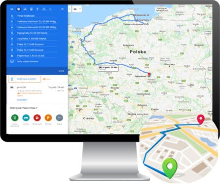 pokaż trasę dojazdu do klienta z OptimaSales CRM w Google Maps