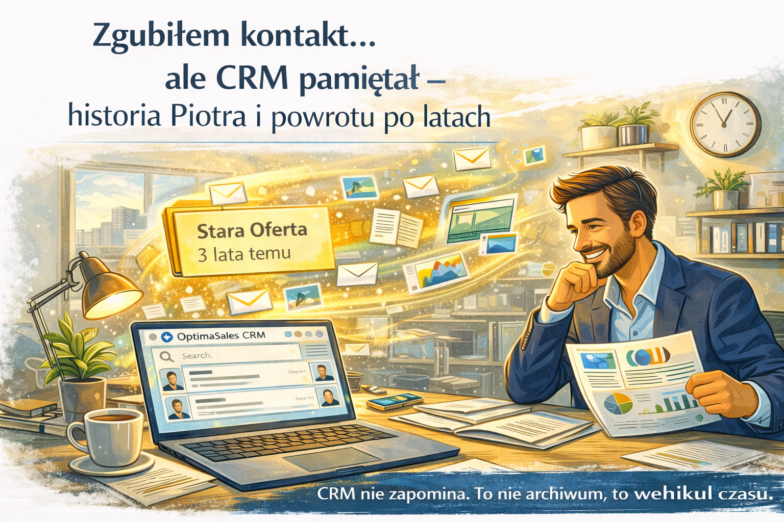 OptimaSales CRM nie zapomina. To nie wrchiwum. To wehikuł czasu